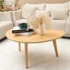 Small Oval Coffee Table Mid Century Modern for Living Room Center Minimalist Display Coffe Table,Nature Wood,18.9" D x