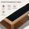 Outsunny Rattan Side Table, Outdoor End Table with Storage Shelf, Aluminum Frame Square, Coffee Table with Tempered Glass Top, Sand