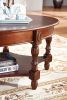 Gexpusm Oval Coffee Tables; Natural Wood Coffee Table; Round Solid Wood Center Large Panel Coffee Tables for Living Room; with Storage Cherry Red 46x2
