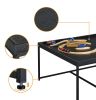 Vinny 35" Black Wood Grain 5 Piece Coffee Table Set with Raised Edges