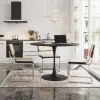 47.24"Modern Round Dining Table,Four Patchwork Tabletops with Black Color Solid Wood Grain Table Top,Metal Base Dining Table