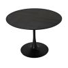 47.24"Modern Round Dining Table,Four Patchwork Tabletops with Black Color Solid Wood Grain Table Top,Metal Base Dining Table
