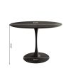 47.24"Modern Round Dining Table,Four Patchwork Tabletops with Black Color Solid Wood Grain Table Top,Metal Base Dining Table