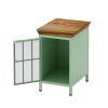 Nightstand with Storage Cabinet & Solid Wood Tabletop, Bedside Table, Sofa Side Coffee Table for Bedroom, Living Room, Green