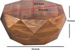 33-Inch Diamond Shape Acacia Wood Coffee Table with Smooth Top, Dark Brown Creative Center Table for Living Room