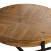 33.86"Modern Retro Splicing Round Coffee Table, Fir Wood Table Top with Black Cross Legs Base(Same SKU:W757126237)