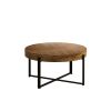 33.86"Modern Retro Splicing Round Coffee Table, Fir Wood Table Top with Black Cross Legs Base(Same SKU:W757126237)