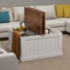 31.5" Farmhouse Coffee Table, Square Wood Center Table with Hinged Lift Top