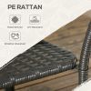 Outsunny Patio PE Rattan Coffee Table with Storage Shelf, Hand-Woven Wicker Outdoor Side Table, 2-Layer Storage Table with Wood-plastic Composite Top