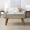 Rectangular Wooden Coffee Table with Block Legs, Natural Brown