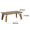 Rectangular Wooden Coffee Table with Block Legs, Natural Brown