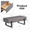A coffee table made of MDF material. Equipped with drawers made of solid wood material. Can store things and save space. Paired with black metal table