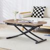 Modern minimalist multifunctional lifting table, with a 0.8-inch wood grain process sticker desktop and black metal legs