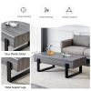 A coffee table made of MDF material. Equipped with drawers made of solid wood material. Can store things and save space. Paired with black metal table