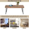 ON-TREND Modern Coffee Table; Easy Assembly Tea Table Cocktail Table w/Chevron Pattern &amp; Metal Hairpin Legs; Glossy Finished