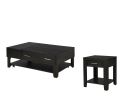 Bruno 2 Piece Ash Gray Wooden 48" Lift Top Coffee and End Table Set with Tempered Glass Top and Drawer