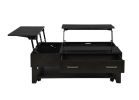 Bruno 2 Piece Ash Gray Wooden 48" Lift Top Coffee and End Table Set with Tempered Glass Top and Drawer