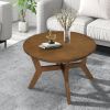 32inch Wood Round Coffee Table for Living Room,Mid Century Farmhouse Circle Wooden Coffee Tables for Apartment, Easy Assembly, Walnut