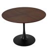 47.24"Modern Round Dining Table,Four Patchwork Tabletops with OAK Color Solid Wood Grain Table Top,Metal Base Dining Table
