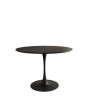 47.24"Modern Round Dining Table,Four Patchwork Tabletops with Black Color Solid Wood Grain Table Top,Metal Base Dining Table