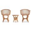 3 Piece Patio Bistro Set Solid Teak Wood