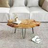 Restaurant Tables Live Edge Cedar Wood Coffee Table Metal Hairpin Legs for Living Room Center Table Salon Furniture,Coffee Table