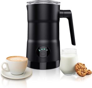 Electric Milk Frother and Steamer. Large Volume 11.8oz. Functional 4-in-1 Black Automatic Milk Steamer for Latte, Hot Chocolate