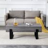 A coffee table made of MDF material. Equipped with drawers made of solid wood material. Can store things and save space. Paired with black metal table
