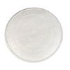 28 Inch Artisanal Round Mango Wood Coffee Table, Intricate Diamond Lattice Cut Out Frame, Washed White