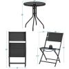 Terrace Bistro 3-Piece Outdoor Tableware Set with Folding Chairs; Black