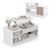 Modern Coffee Table with Lift Tabletop and Storage Compartments - Color: White