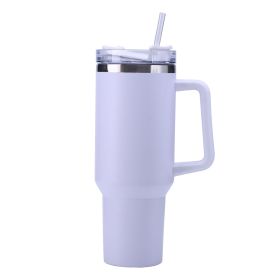 30OZ Straw Coffee Insulation Cup With Handle Portable Car Stainless Steel Water Bottle LargeCapacity Travel BPA Free Thermal Mug (Capacity: 1PC, color: 30oz White)