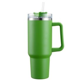 30OZ Straw Coffee Insulation Cup With Handle Portable Car Stainless Steel Water Bottle LargeCapacity Travel BPA Free Thermal Mug (Capacity: 1PC, color: 30oz Green)
