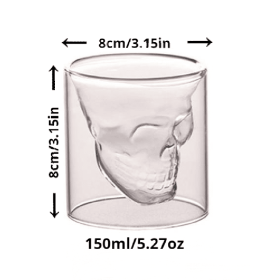 1pc Coffee Mug Double-Layered Transparent Crystal Skull Head Glass Cup For Household Whiskey Wine Vodka Bar Club Beer Wine Glass (color: 150ml)
