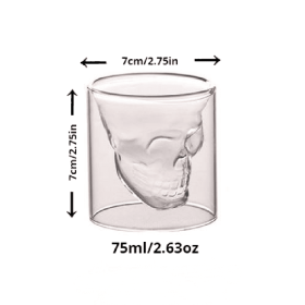 1pc Coffee Mug Double-Layered Transparent Crystal Skull Head Glass Cup For Household Whiskey Wine Vodka Bar Club Beer Wine Glass (color: 75ml)