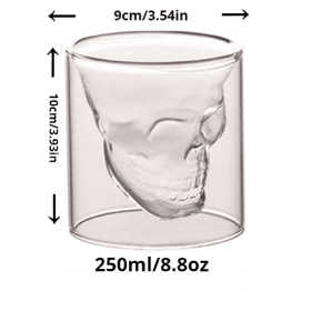 1pc Coffee Mug Double-Layered Transparent Crystal Skull Head Glass Cup For Household Whiskey Wine Vodka Bar Club Beer Wine Glass (color: 250ml)