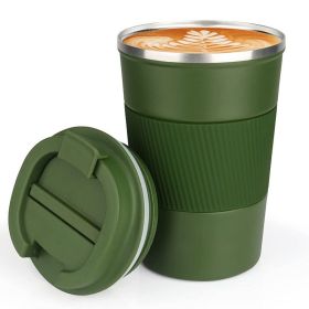 1pc; Stainless Steel Vacuum Insulated Tumbler; Coffee Travel Mug Spill Proof With Lid; Thermos Cup For Keep Hot/Ice Coffee; Tea And Beer (Capacity: 13oz, color: Green)