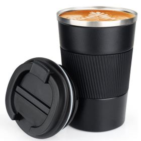 1pc; Stainless Steel Vacuum Insulated Tumbler; Coffee Travel Mug Spill Proof With Lid; Thermos Cup For Keep Hot/Ice Coffee; Tea And Beer (Capacity: 13oz, color: Black)