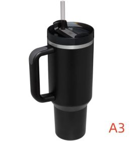 40 oz. With Logo Stainless Steel Thermos Handle Water Glass With Lid And Straw Beer Glass Car Travel Kettle Outdoor Water Bottle (Capacity: 1200ml, color: A3)