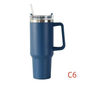 40 oz. With Logo Stainless Steel Thermos Handle Water Glass With Lid And Straw Beer Glass Car Travel Kettle Outdoor Water Bottle (Capacity: 1200ml, color: C6)
