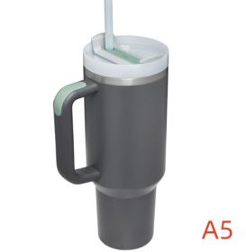 40 oz. With Logo Stainless Steel Thermos Handle Water Glass With Lid And Straw Beer Glass Car Travel Kettle Outdoor Water Bottle (Capacity: 1200ml, color: A5)