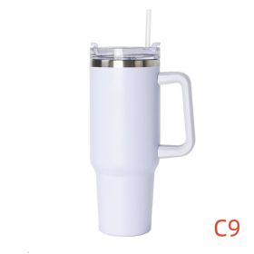 40 oz. With Logo Stainless Steel Thermos Handle Water Glass With Lid And Straw Beer Glass Car Travel Kettle Outdoor Water Bottle (Capacity: 1200ml, color: C9)