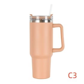 40 oz. With Logo Stainless Steel Thermos Handle Water Glass With Lid And Straw Beer Glass Car Travel Kettle Outdoor Water Bottle (Capacity: 1200ml, color: C3)