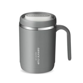 1pc Stainless Steel Cups With Lid; 16 Oz 304 Stainless Steel Tumblers Durable Coffee Mug With Splash Proof Sliding Lid; Drink With Lid Open; Non-Insul (color: Grey)