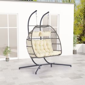 Outdoor Rattan Furniture Hanging Chair Egg Chair (color: Beige)