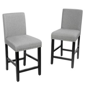 25 Inch Kitchen Chairs with Rubber Wood Legs (color: Gray)