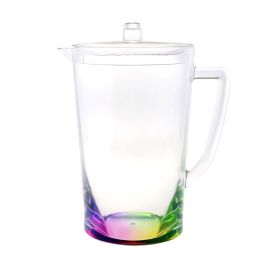 2.75 Quarts Water Pitcher with Lid, Oval Halo Design Unbreakable Plastic Pitcher, Drink Pitcher, Juice Pitcher with Spout BPA Free (color: as Pic)