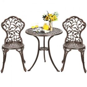 Patio Balcony Stylish Cast Aluminum Bistro Bar Table  Chair 3 Pcs Set (Size: 24 Inch, color: As show the pic)