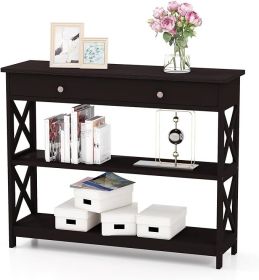 Comfort corner Console Table, Wooden Sofa Tables Narrow Long Entry Table, Modern Entryway Table with Storage for Living Room (color: Espresso)
