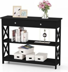 Comfort corner Console Table, Wooden Sofa Tables Narrow Long Entry Table, Modern Entryway Table with Storage for Living Room (color: Black)